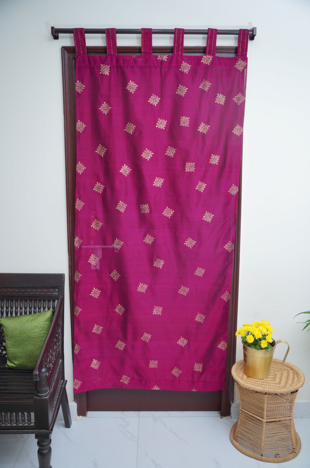 Antara - Maheshwari Door Curtain - Magenta