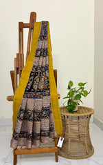 Manjari- Handwoven Mangalagiri Silk-Cotton Saree with Nizam Border & Kalamkari Hand Block Print (Copy) (Copy) (Copy)