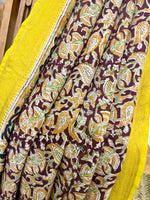 Bhoomi- Handwoven Mangalagiri Silk-Cotton Saree with Nizam Border & Kalamkari Hand Block Print