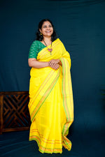 Andhra Cotton Saree - Lemon Yellow