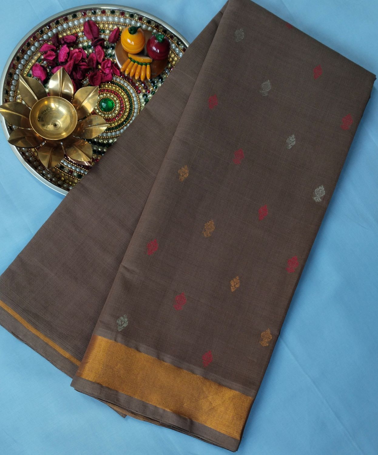 Venkatagiri Cotton with Butis - Brown