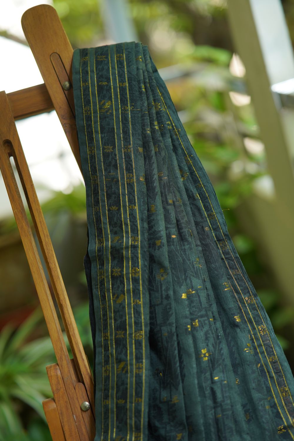 Dobara - Deep Green - Preloved Cotton Saree