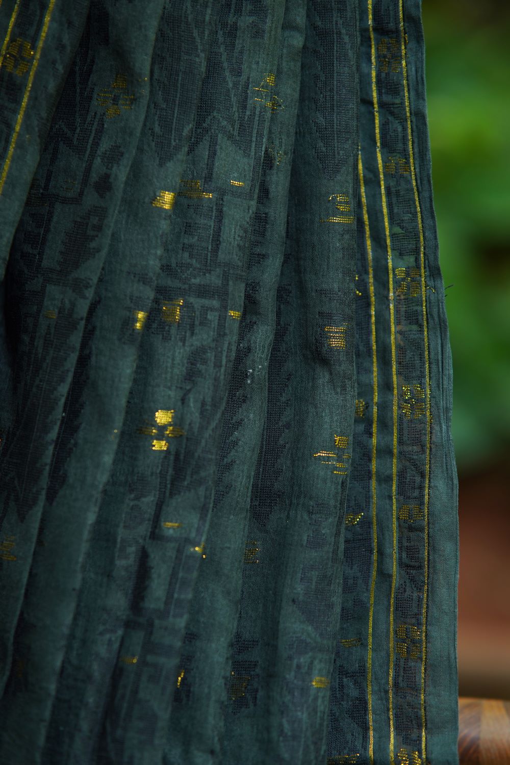 Dobara - Deep Green - Preloved Cotton Saree