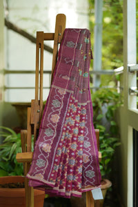 Dobara - Maroon - Preloved Cotton  Saree