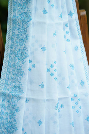Dobara - White - Preloved Cotton Blend Saree
