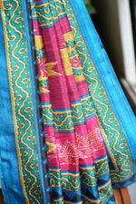 Dobara - Pink n Blue - Preloved Art Silk Saree