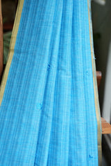 Dobara - Azure Skies - Preloved Embroidered Cotton Saree