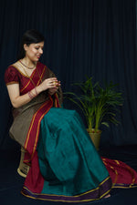 Devendra - Upcycled Patchwork Saree- Green/Blue