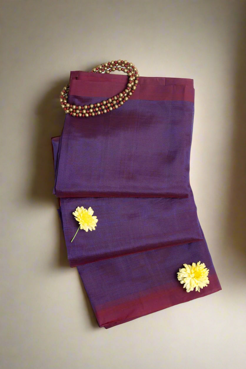 Handwoven Mangalagiri saree in pure silk and cotton- Royal Purple