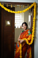 Maheshwari Silk Cotton Saree with Handpainted Cheriyal