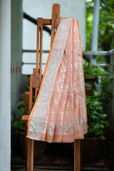 Dobara - Peach - Preloved Chanderi Silk Saree