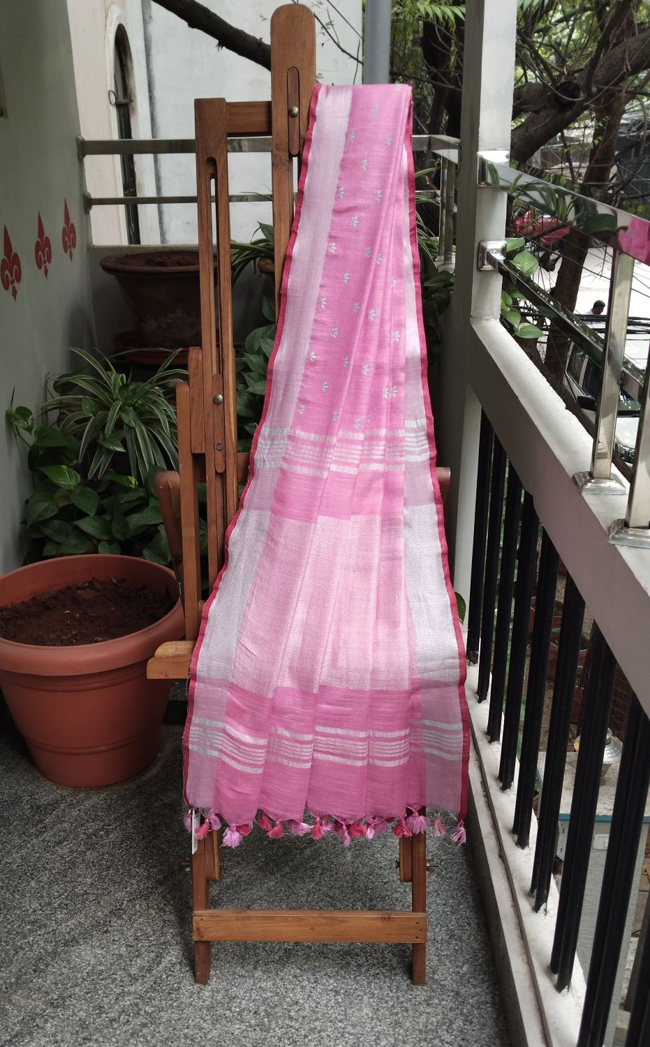 Kamalam - Printed Bhagalpur Slub Saree - Pink