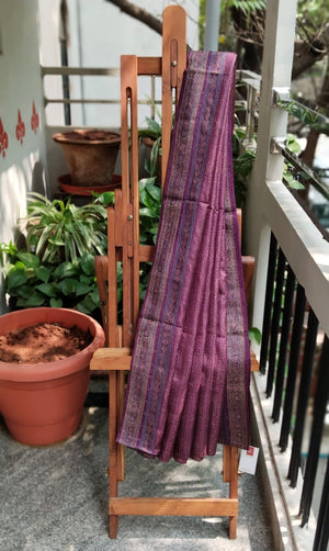 Dobara - Purple - Preloved Printed Silk Saree