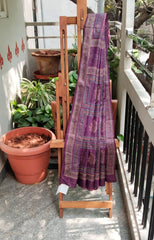 Dobara - Purple - Preloved Printed Silk Saree