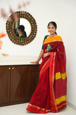 Maheshwari Silk Cotton Saree with Handpainted Cheriyal