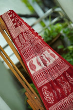 Dobara - Maroon - Preloved Printed Cotton Saree