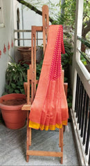 Dobara - Red & Mustard - Preloved Printed Silk Saree