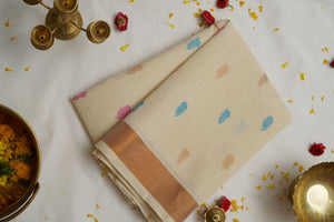 Venkatagiri Cotton with Butis - Cream