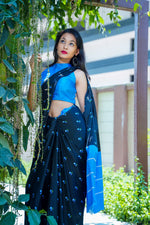 Instant Saree - Phoolon ki Baarish - Black - Satin