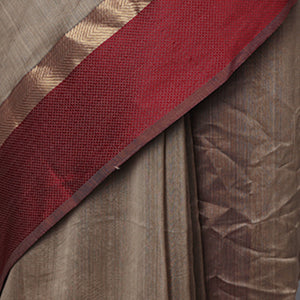 Maheshwari Silk Cotton Saree with Ganga Jamuna Border – Grey