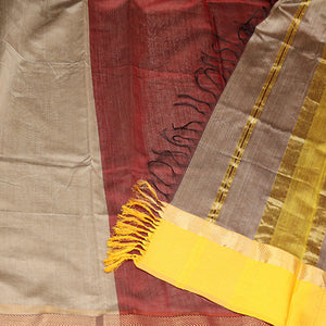 Maheshwari Silk Cotton Saree with Ganga Jamuna Border – Grey