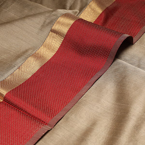Maheshwari Silk Cotton Saree with Ganga Jamuna Border – Grey