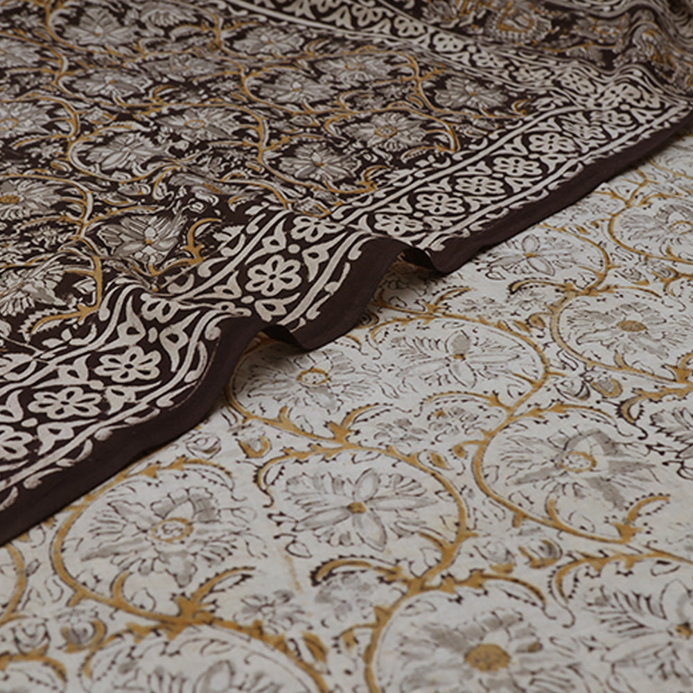Pedana Kalamkari - Hand Block Printed - Mul Cotton Saree 11