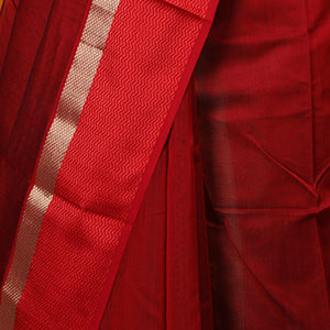 Maheshwari Silk Cotton Saree with Ganga Jamuna Border - Red