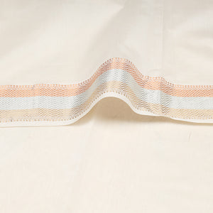Maheshwari Saree with Trimetal Border - White