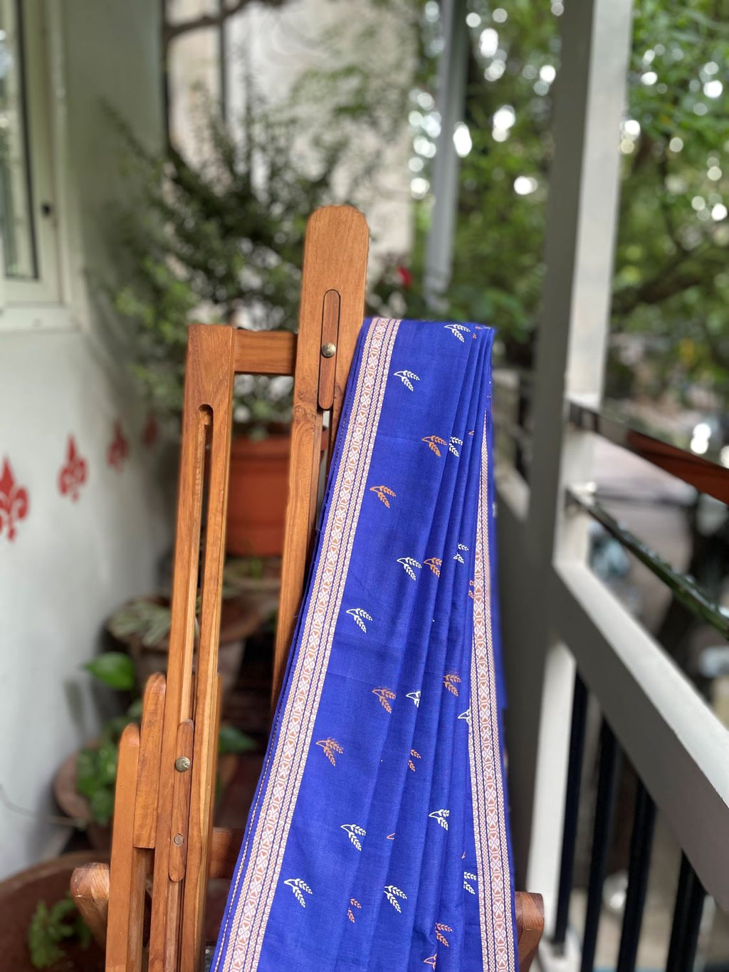 Dhanyam- Printed Cotton Modal Saree- Deep Blue