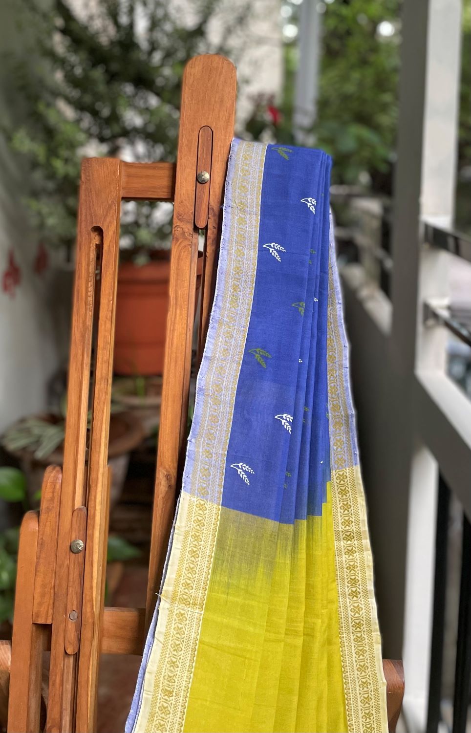 Dhanyam- Printed Cotton Modal Saree- Blue