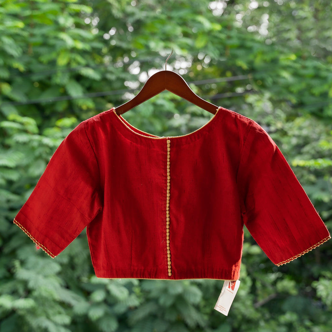 Raw Silk Blouse - Maroon