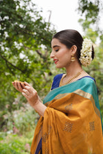 Six Yards Plus | Rangavalli Maheshwari | Silk Cotton Saree | Muggu/Kolam Hand BLock Print