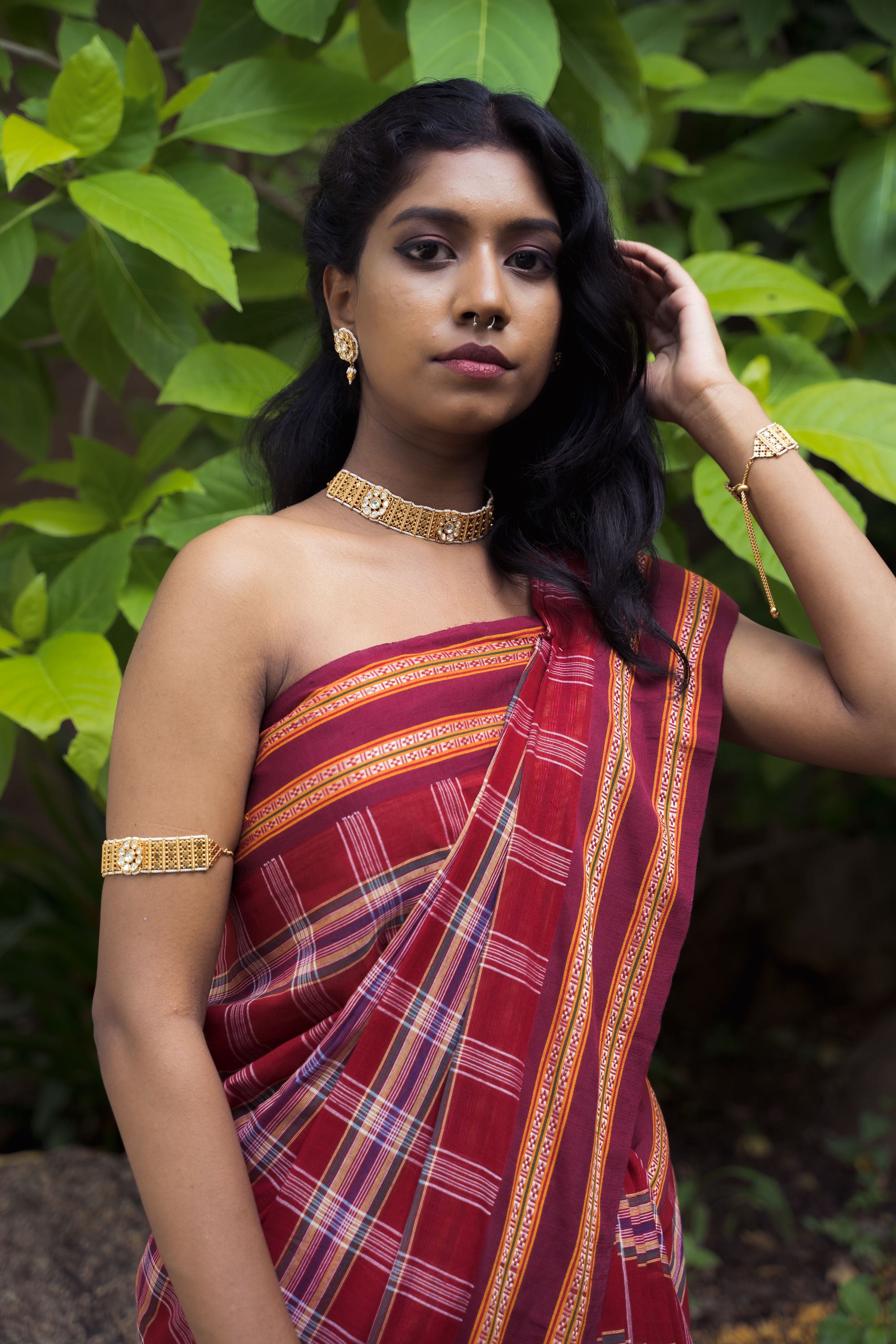 Kunbi Saree | Maroon Multichecks
