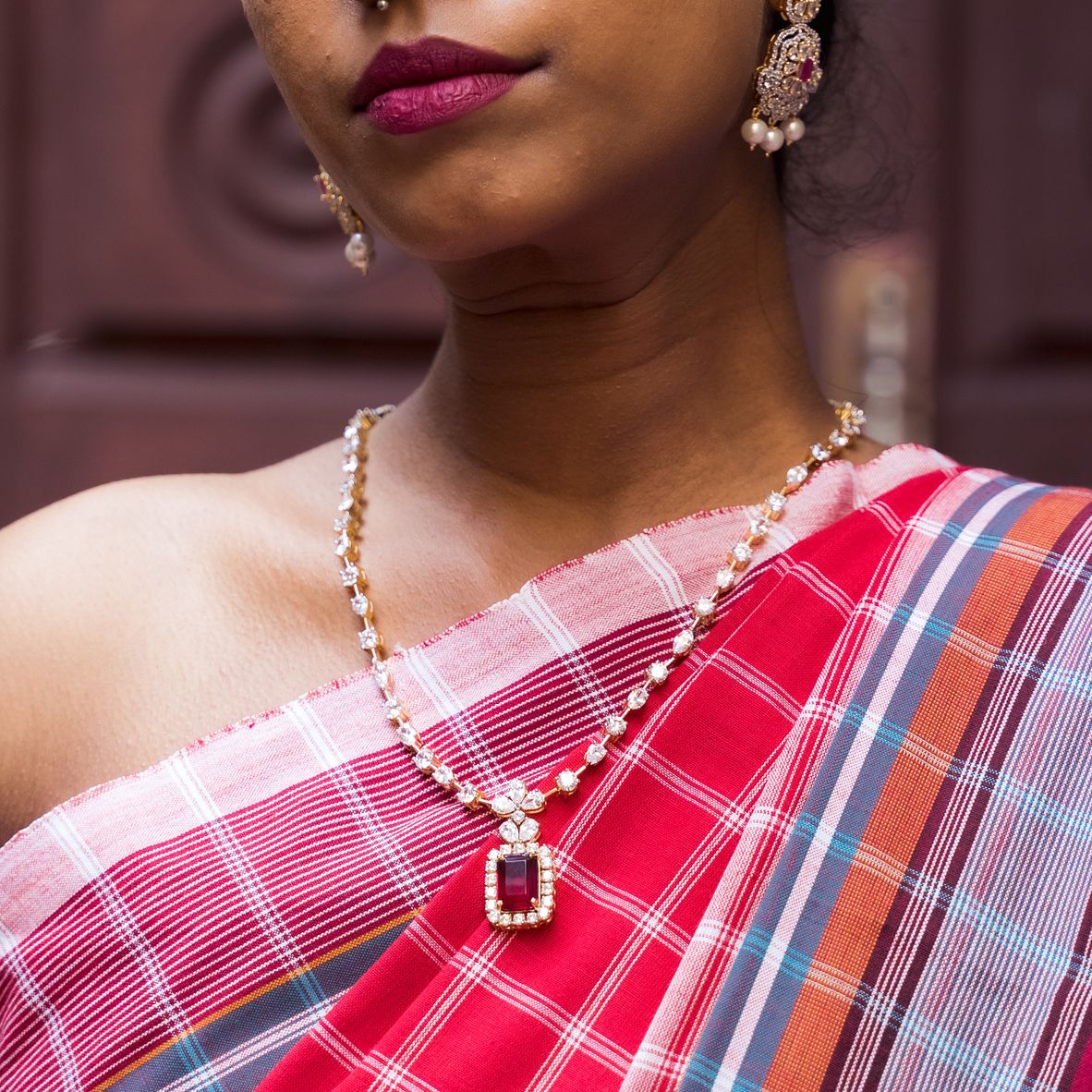 Kunbi Saree | Red Multichecks