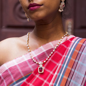 Kunbi Saree | Red Multichecks