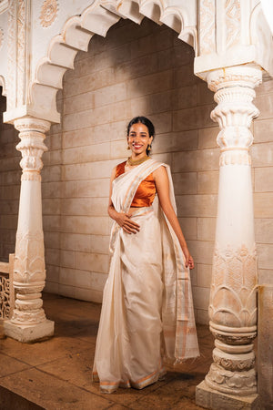 Six Yards Plus | Maheshwari Saree | Trimetal Saree