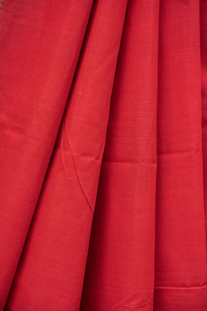 Mangalagiri Cotton Silver Nizam Border Saree - Red