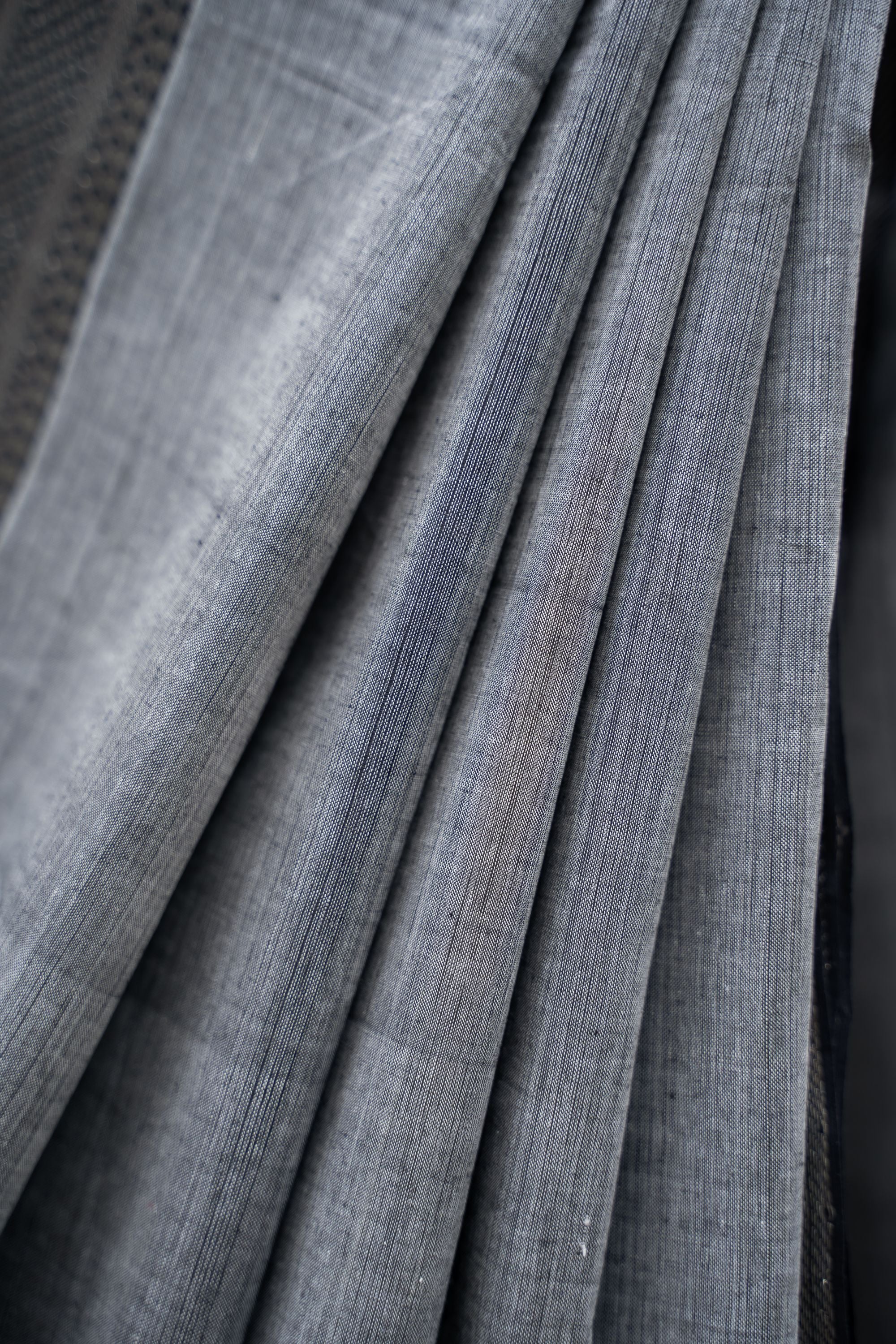 Mangalagiri Cotton Silver Nizam Border Saree - Grey