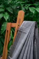 Mangalagiri Cotton Silver Nizam Border Saree - Grey