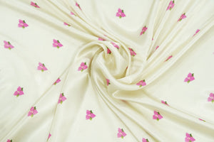 Fabric - Modal Satin - Bougainvilla - White
