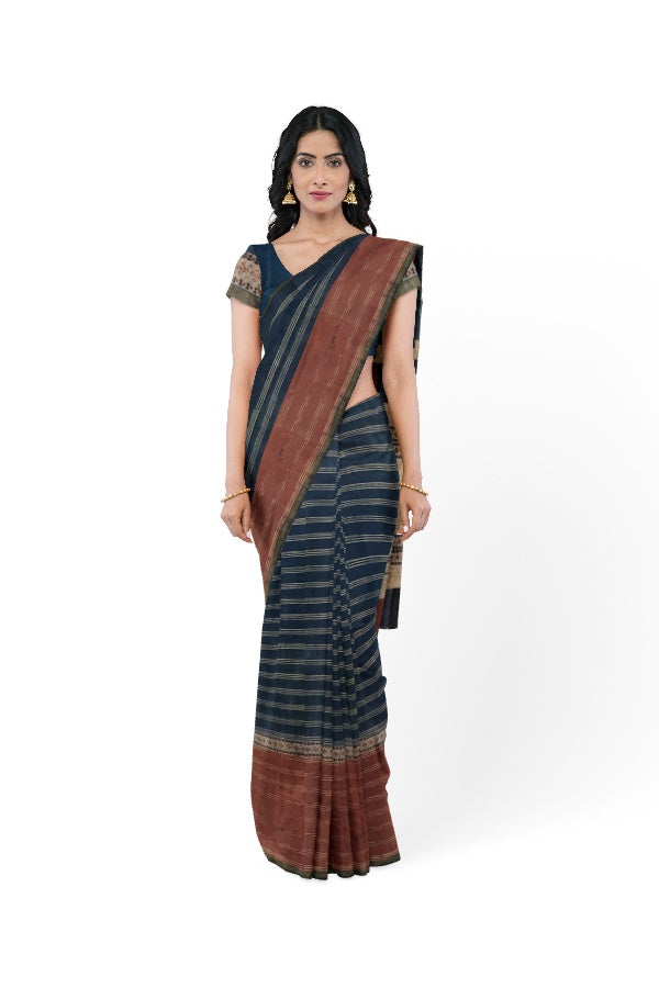 Dobara- Maati- Preloved Kanchi Pure Silk Saree with Ajrakh Printing