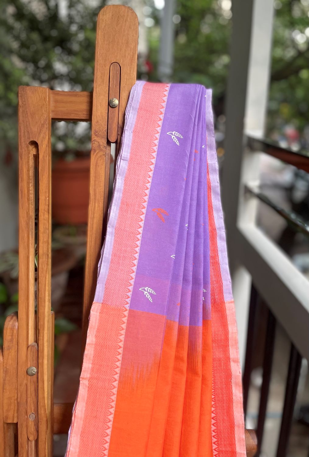 Dhanyam- Printed Cotton Modal Saree- Lavender