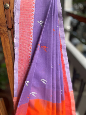 Dhanyam- Printed Cotton Modal Saree- Lavender
