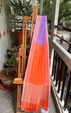 Dhanyam- Printed Cotton Modal Saree- Lavender