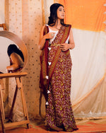 Six Yards Plus | Paisley | Cotton Modal Saree | Hand block printed saree