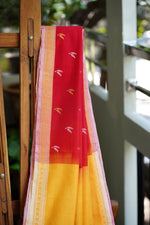 Dhanyam- Printed Cotton Modal Saree- Red