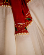 Modal Silk Saree with Handpainted Cheriyal Pallu- Scarlet